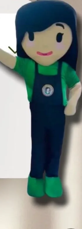 Teacher A's mascot waving hello